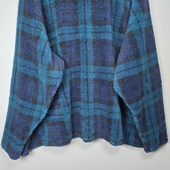 St. John's Bay Women's Plaid Blue Sherpa Fleece Mock Neck Sweater Size 5X New - Picture 2 of 12